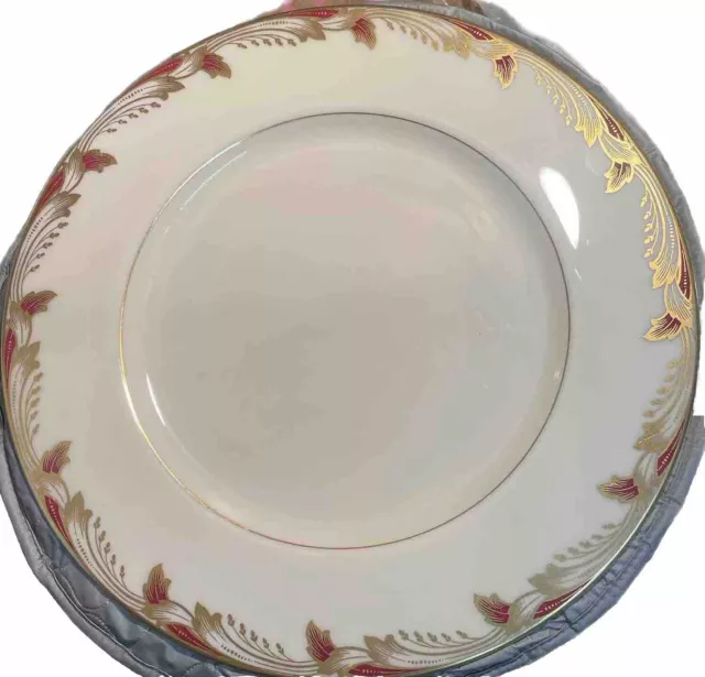 Lenox Essex Maroon Pattern 0-351-R Gold Mark Salad Plates 8 3/8"