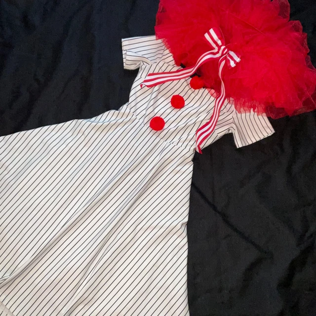 Circus Clown dress COSTUME size L 10? unique OOAK Halloween carnival black white