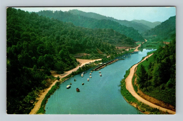 Prestonsburg KY, Aerial Dewey Lake State Park, Marina, Kentucky Vintage Postcard