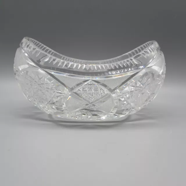 American Brilliant Cut Glass Ornate Pattern Oval Bowl
