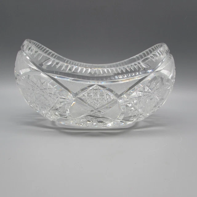 American Brilliant Cut Glass Ornate Pattern Oval Bowl