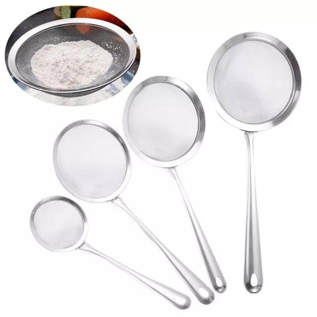 Stainless Steel Fine Mesh Strainers Flour Colander Sifter  Kitchen Tools