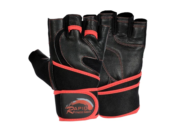 Gants de levage de poids RAPIDE cuir longue sangle poignet gymnastique exercice