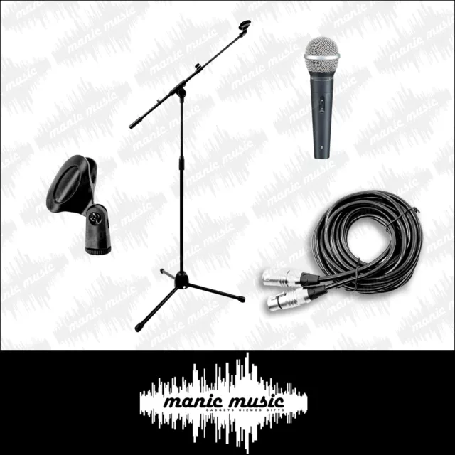 Microphone Set Vocal Pack Mic + Stand + Clip + Cable XLR Full Pro DJ Stage Kit