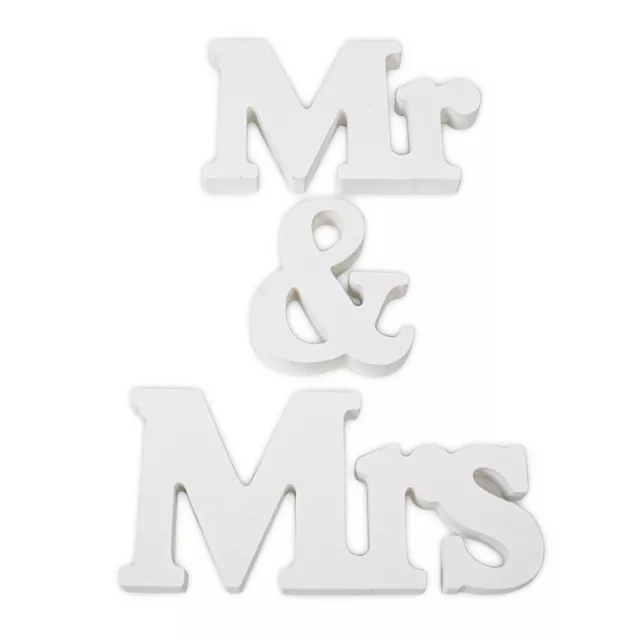 Holz Mr & Mrs Buchstaben Holzbuchstaben Weiß Hochzeit Tischdeko Herr und Frau