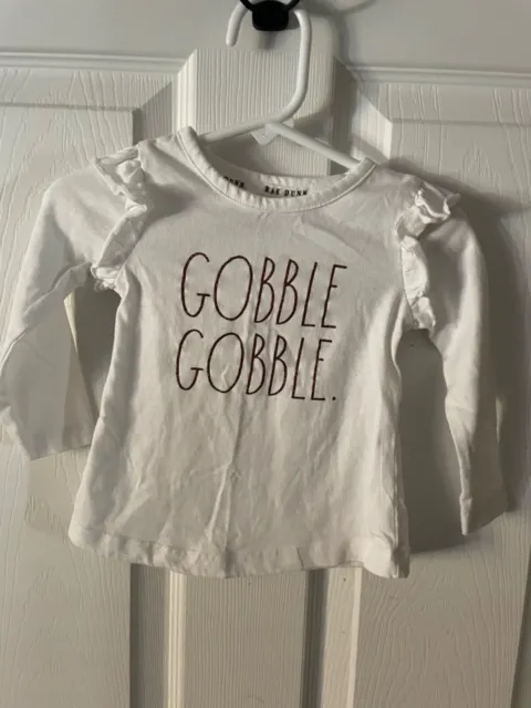 Rae Dunn long sleeve Thanksgiving tee shirt ~GOBBLE GOBBLE~ size 2T