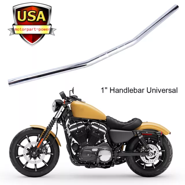 1" Handlebars Drag Bars Chrome For Harley Sportster 883 1200 Dyna Softail Suzuki
