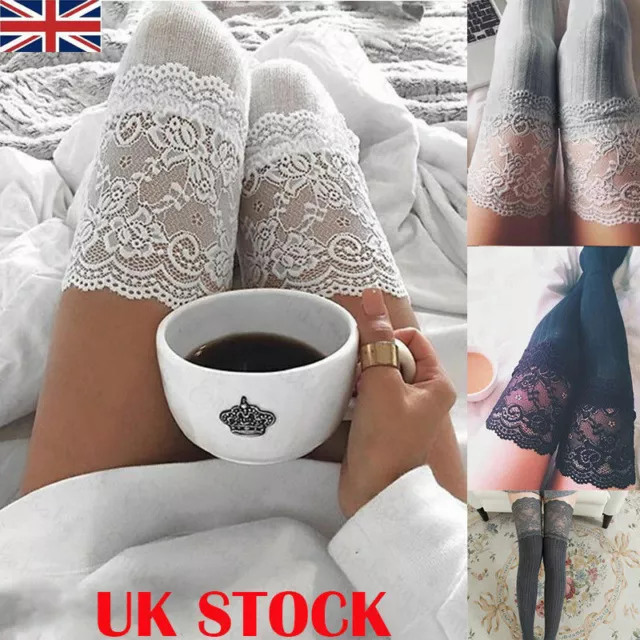 Womens Ladies Lace Thigh High Over the Knee Socks Knitting Long Warm Stockings