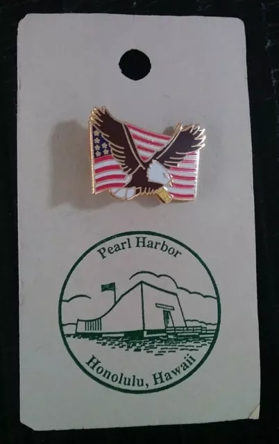 Pearl Harbor Honolulu Hawaii Collectible Enamel Pin Vintage Eagle Usa Flag