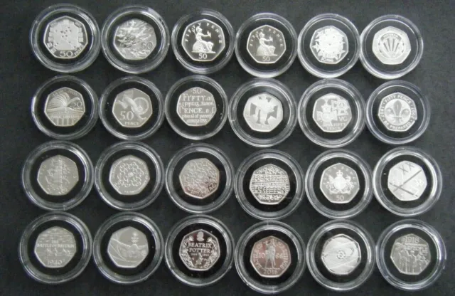 Fifty Pence Coins 50p 1992 to 2024 Royal Mint Silver Proof - Choose your Year
