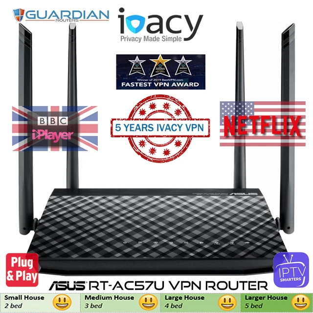 ASUS RT-AC57U 4 Years Ivacy included and Pre-Installed on Router plug ...