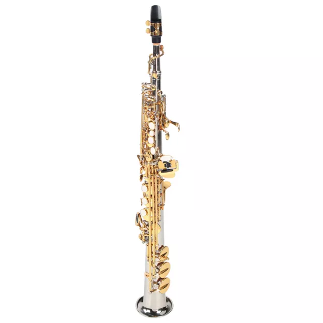 Saxophone Droit Soprano Cuivre Professionnel Tube Plaqué D'argent Sax Clé D' SFD