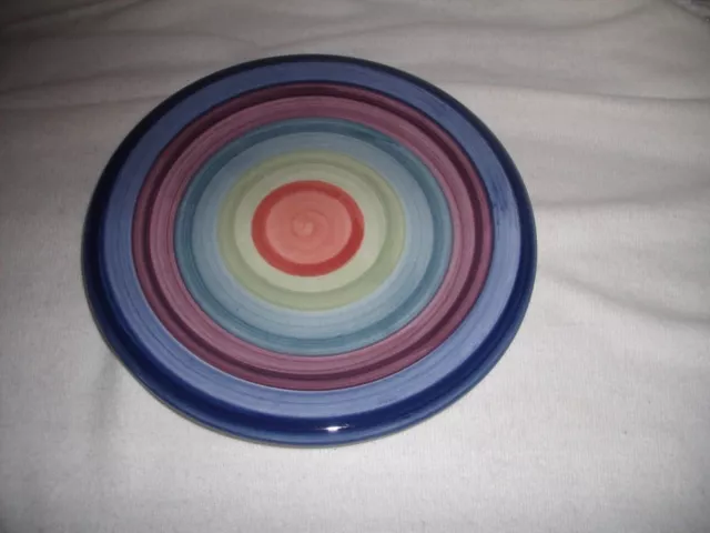 Colormate Rotunda Multi Color Bands Hand Painted Salad Plate 8" Round -