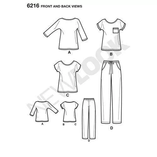 New Look Sewing Pattern 6216 Misses 8-18 Easy Pull-on Pants, Top and T-Shirt 3