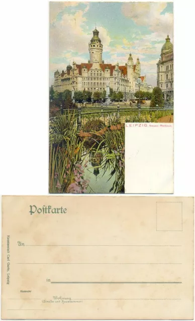 AK Leipzig, Neues Rathaus, Kutsche, Menschen, schöne alte Ansicht von ca. 1905