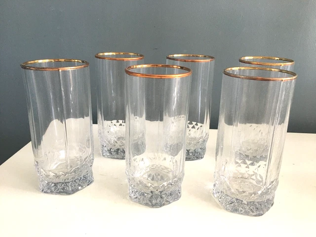 6 Verres à Eau ou Orangeade Taillé en Pointe de Diamant