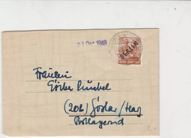 Germany 1948 Berlin Overprint Stamps Cover Ref 24037