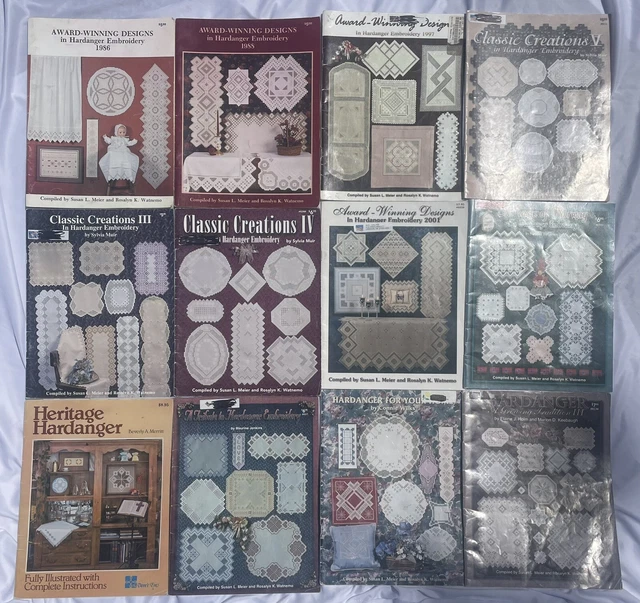 12 libros de diseños de patrones de bordado Hardanger patrimonio clásico tradición noruega
