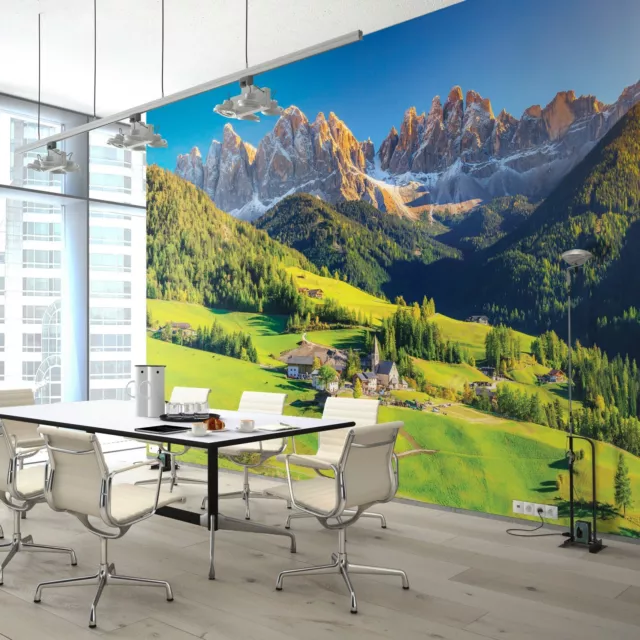 Papier Paint Intissé Panoramique Montagnes Alpes Paysage 3D Chambre Trompe l'oei
