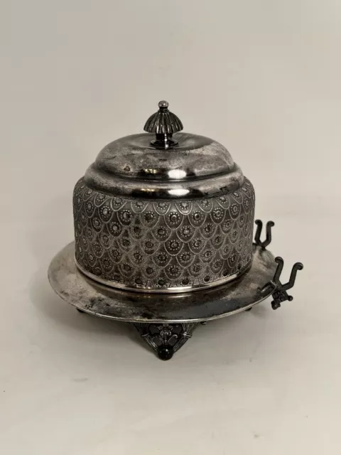 Antique James W Tufts Boston Quadruple Silver Plate Covered Butter Dish