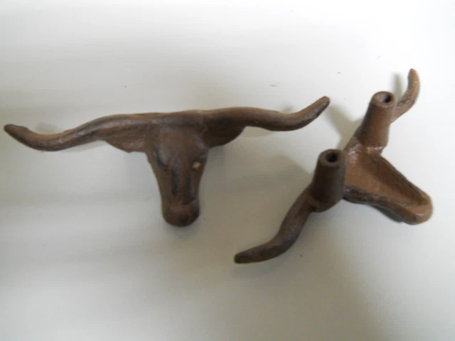 15 Cast Iron Antique Style LONGHORN STEER Drawer Pull, Barn Handle, Door Handles