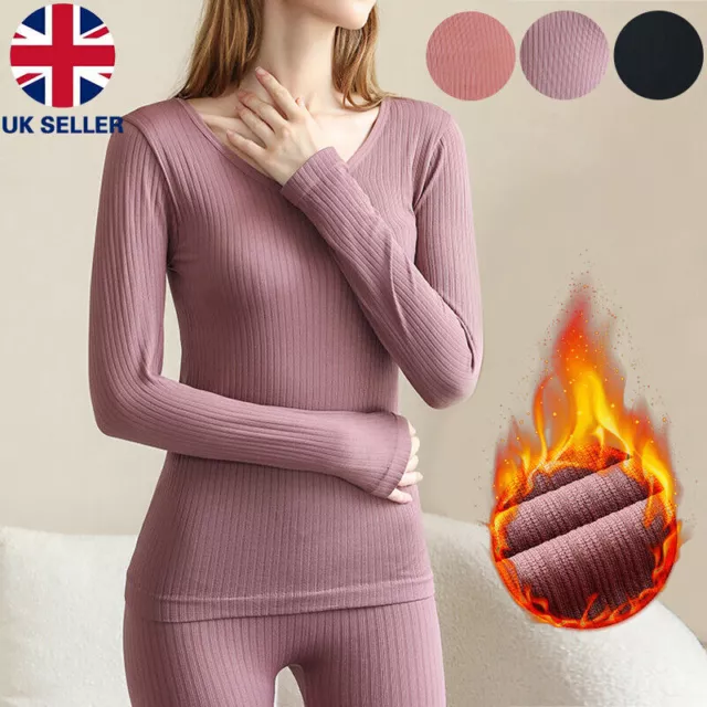 UK Womens Thermal Underwear Set Long Sleeve Winter Warm Shaping Slim Top + Pants