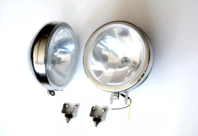 2x Chrom Halogen Spot 24V Lampe Licht Mit Schutz Bezüge Angel Eyes Ring