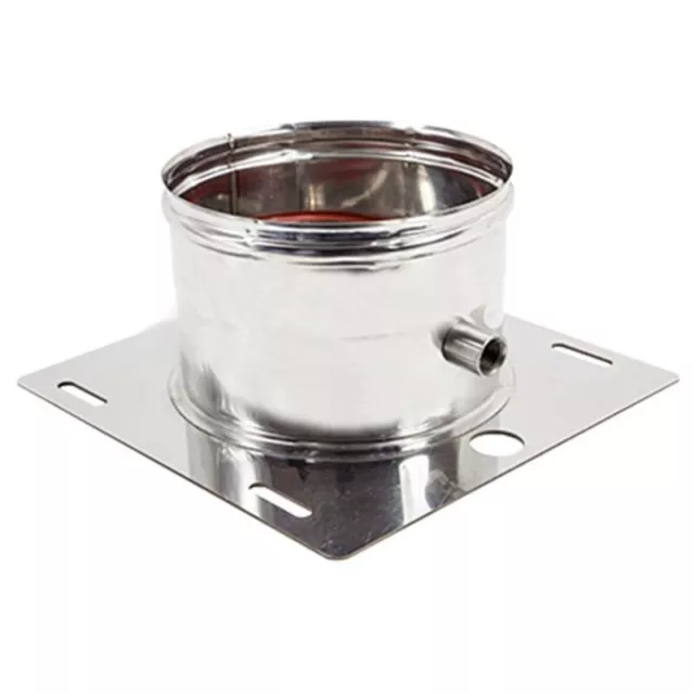 Piastra di base inox AISI 304 per tubo da 80mm con spurgo