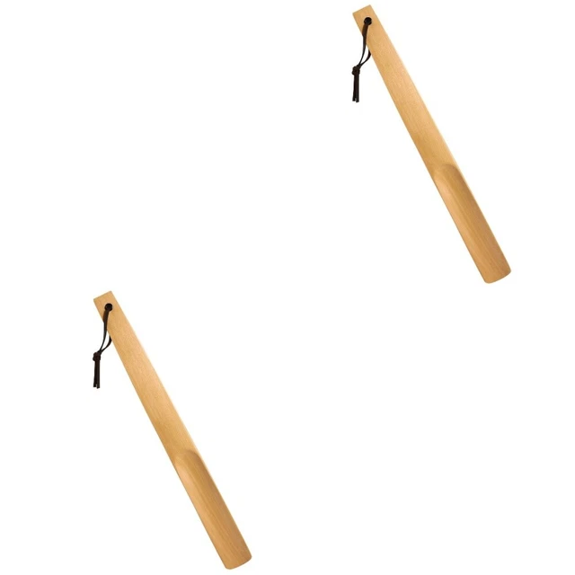 Confezione da 2 Manico Scarpe Helper Stick Cucchiaio Manipolato Legno