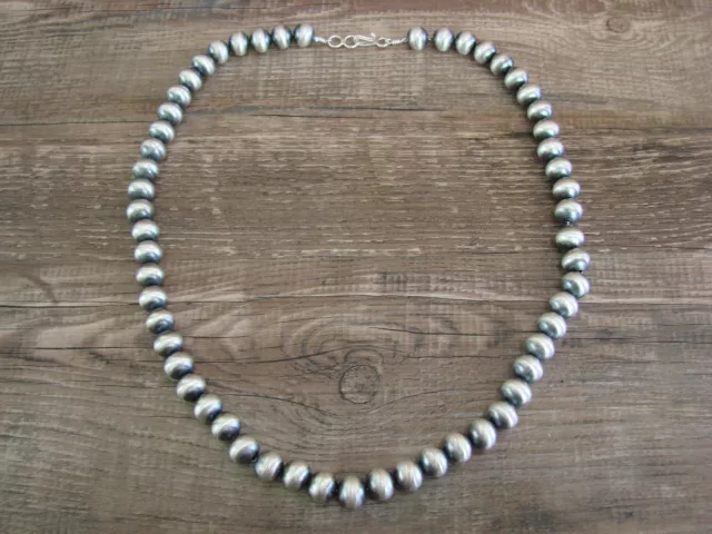 Sterling Silver Navajo Pearl Hand Made 20" Necklace by Mariano