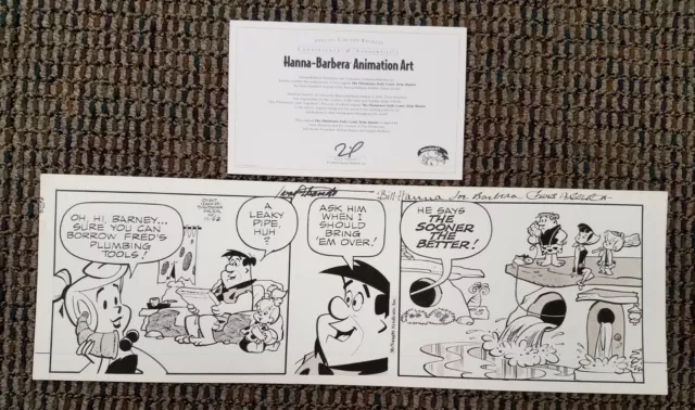 1967 The Flintstones Original Comic Strip Illustration Art Plumbing SIGNED