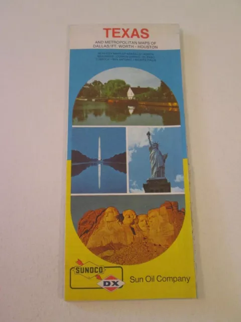 Vintage 1973 Sunoco DX Texas - Oil Gas Service Station Travel Road Map