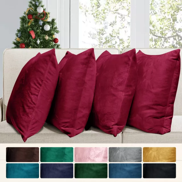 Crushed Velvet Cushion Covers Set Of 2 & 4 Large Filled Cushions Sofa Pillows UK