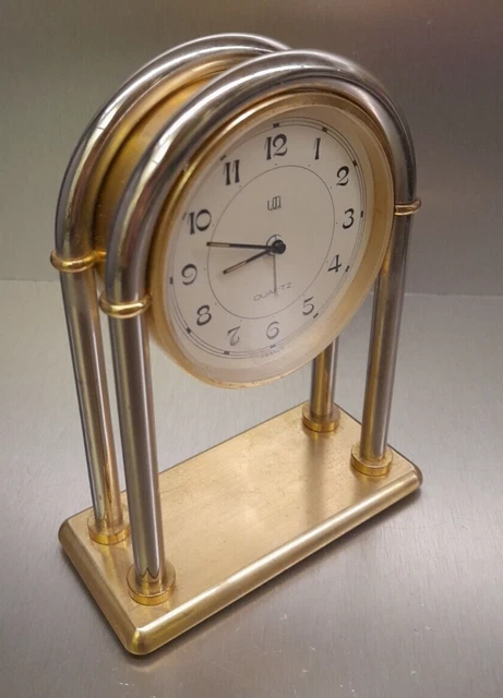 VINTAGE TOURNEAU QUARTZ UTI JACCARD SOLID Brass Table ALARM Clock 2.5 X 3.5