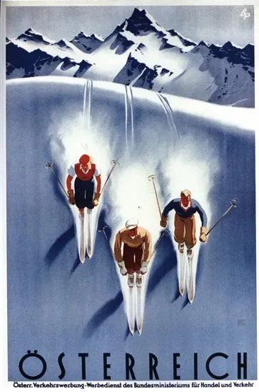 Vintage Skiing In Austria Tourism Poster A3/A2/A1 Print