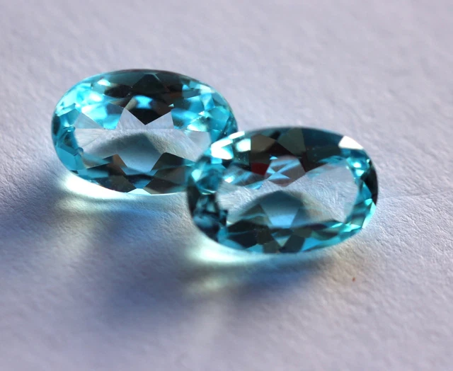 Paire De Topazes Bleues Du Brésil 7,83 Ct - Forme Poire - Qualité VVS1 - Neuves