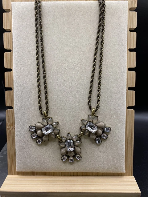 Banana Republic Double Chain Gray Bronze Adj Necklace Statement