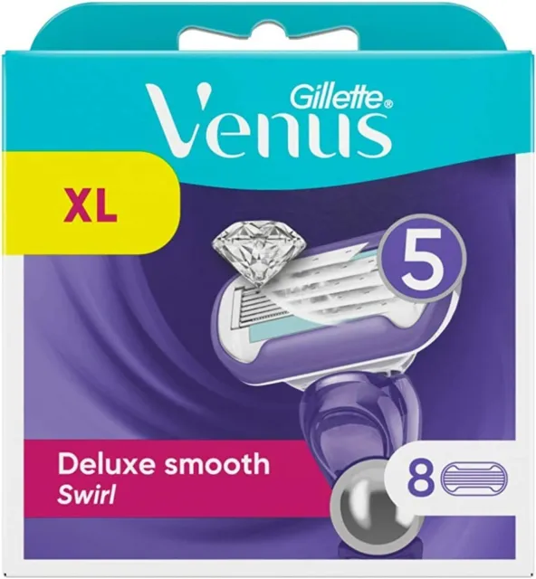 Gillette Venus Deluxe Smooth Swirl Rasierklingen 8 Ersatzklingen, NEU
