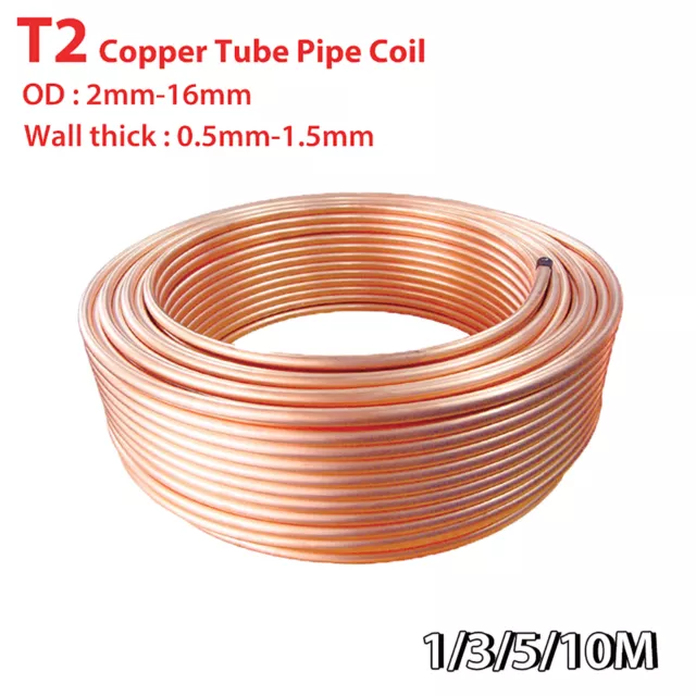 Copper Tube Pipe Coil Soft /Water/Gas/Air Conditioning 2mm/3mm/4mm/5mm/6mm-16mm