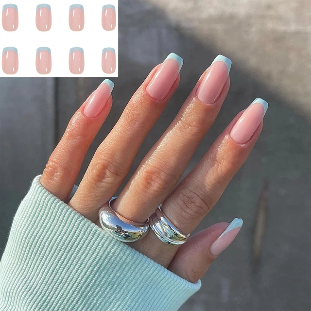 24 PIEZAS Uñas Artificiales French Line Extensión Uñas Decoración Prensa En Manic # ⭐