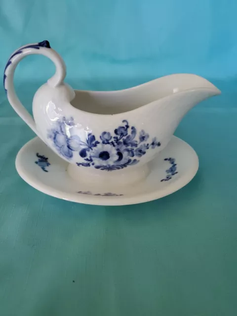 Royal Copenhagen Blue Flowers  Gravy Boat with Attached Underplate 8069