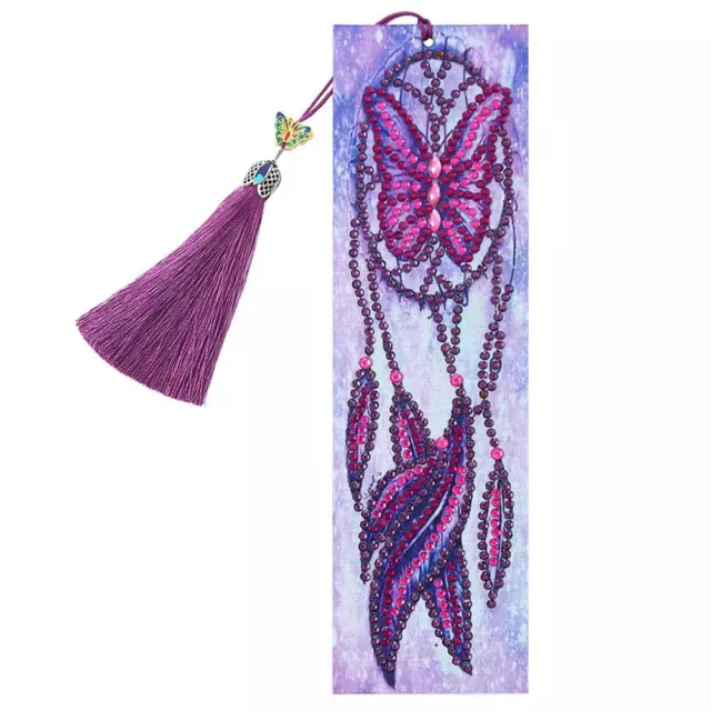 fr DIY Dreamcatcher Special Shaped Diamond Painting Leather Bookmark w/Tassel 2