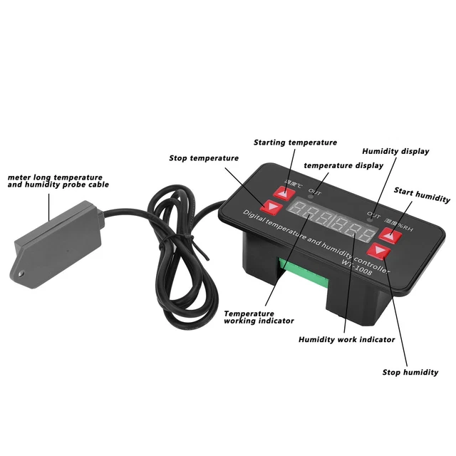 110-220VAC TEMPERATURE AND Humidity Controller Digital Display ...