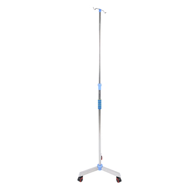2 Hook Adjustable IV Pole Portable Drip Bag Stand For Clinic Household Care HR6