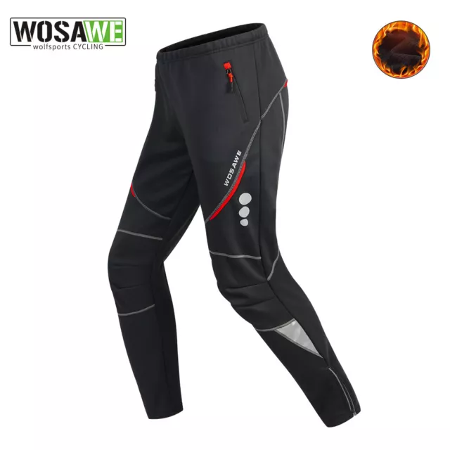 WOSAWE Winter Fleece Thermal Cycling Pants Trousers Bike Windproof Warm Mens