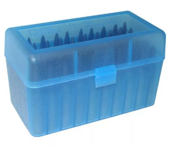 MTM Rifle Ammo Box - 50 Round Flip-Top 223 Rem 204 Ruger 6x47 - Blue RS-50-24