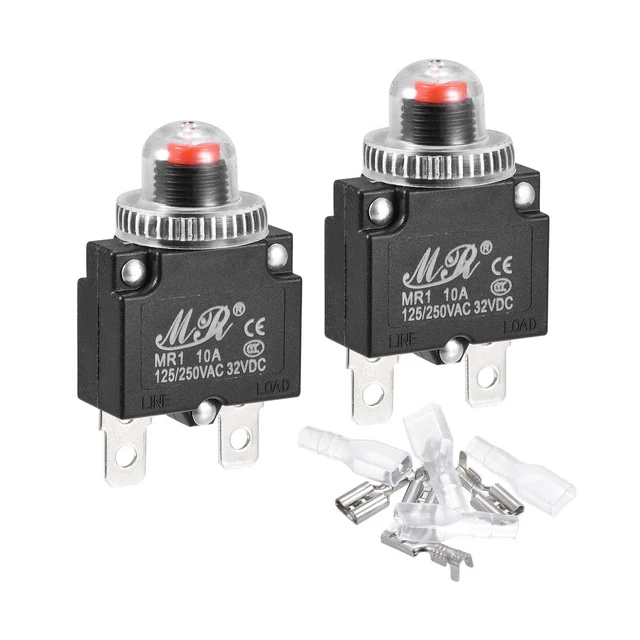 Circuito Sovraccarico Protettore Kit 10A AC125/250V DC32V Premi Pulsante 2 Set