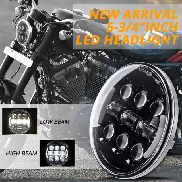 5-3/4" 5.75" LED Motorcycle Headlight Round Headlight Projector DRL Turn Signal 3