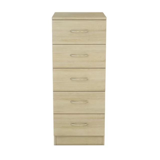 Narrow Tall Chest of 5 Drawers Bedside Bedroom Hallway Storage Cabinet Furniture
