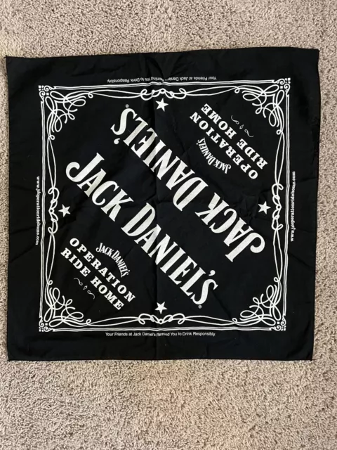 Jack Daniels Bandana Black Old No. 7 Handkerchief Scarf 21"x21"